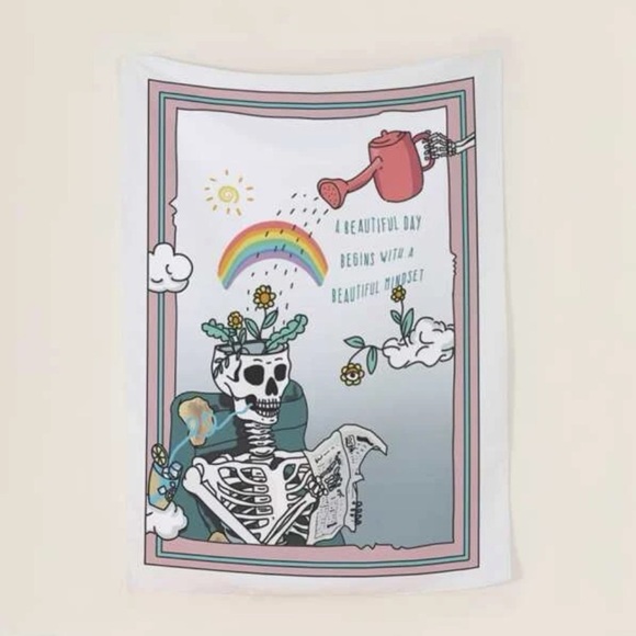 Skeleton Slogan Tapestry 37.4” L x 28.7” W - Picture 1 of 1
